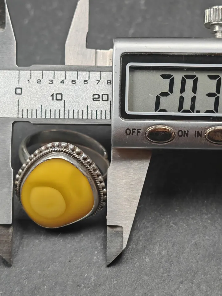 Gandhanra Unique Handmade Tibetan Silver Ring | Random Sahpe Amber Ring | Adjustable Size | Protection Jewelry