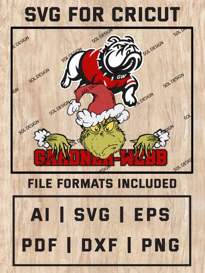 Grinch Gardner-Webb Runnin' Bulldogs SVG, NCAA SVG Design, NCAA GWU Runnin' Bulldogs SVG, NCAA Runnin' Bulldogs Cricut, Christmas Svg, Grinch svg, Digital Download