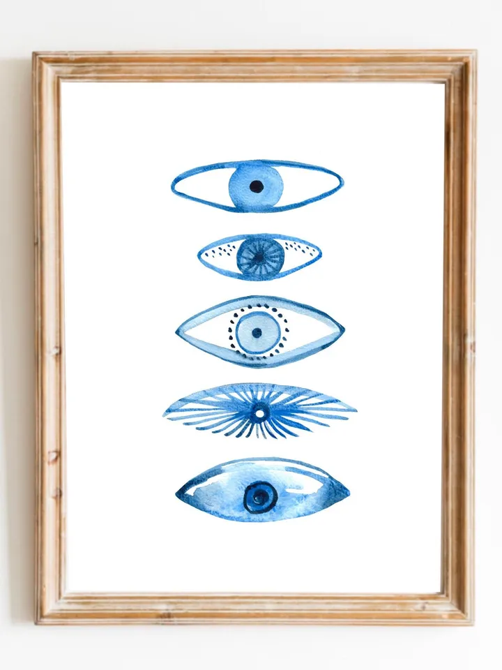 Evil Eye Print Blue Evil Eye Nazar Poster Evil Eye Wall Decor Abstract Eye Drawing Boho Eye Art Print Turkish Evil Eye Art Poster Best Gift