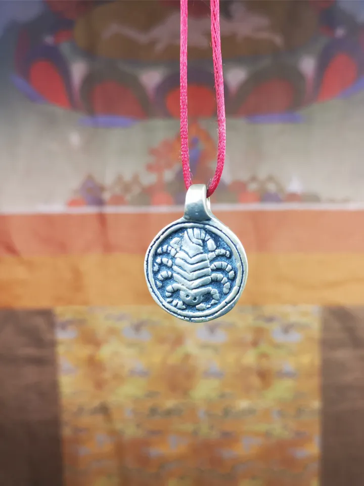 Gandhanra Handmade Tibetan Amulet,Scorpion Guru of Padmasambhava, Buddhist Scorpion Pendant, Made of Brass,0.87&quot;