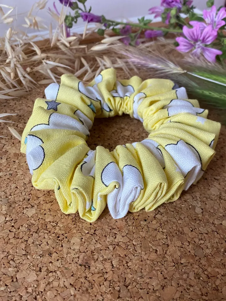 Yellow Handmade Hair Scrunchies Set