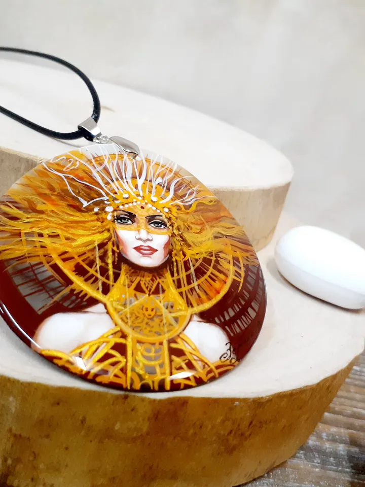 Pearl pendant necklace: Fiery beauty of women on astonishing pendant. Outstanding handmade jewelry for evening dress. Gift for a bright girl