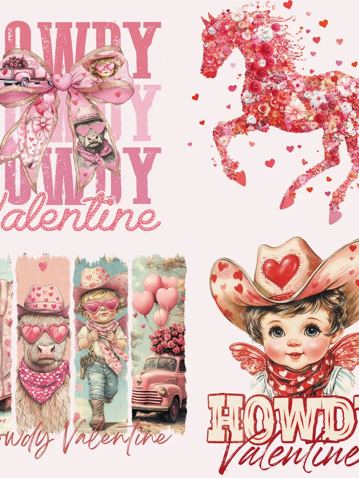 30 Bestseller Highland Cow Valentine Bundle Png, Howdy Valentine Coquette Png, Valentines Day Png, Western Valentine Png, Valentine Coquette