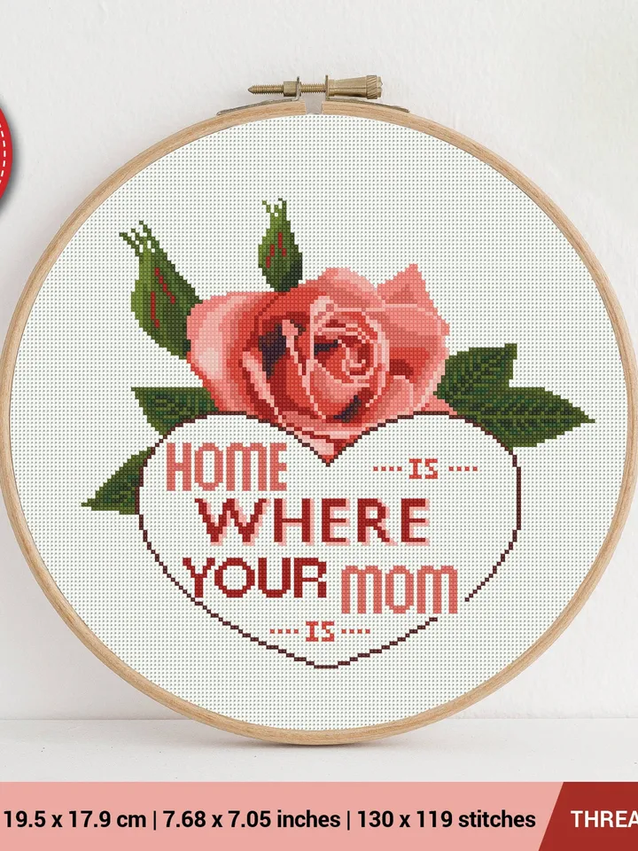 Home is Mom Cross stitch pattern | Embroidery Pattern | Instant Download | Embroidery Designs