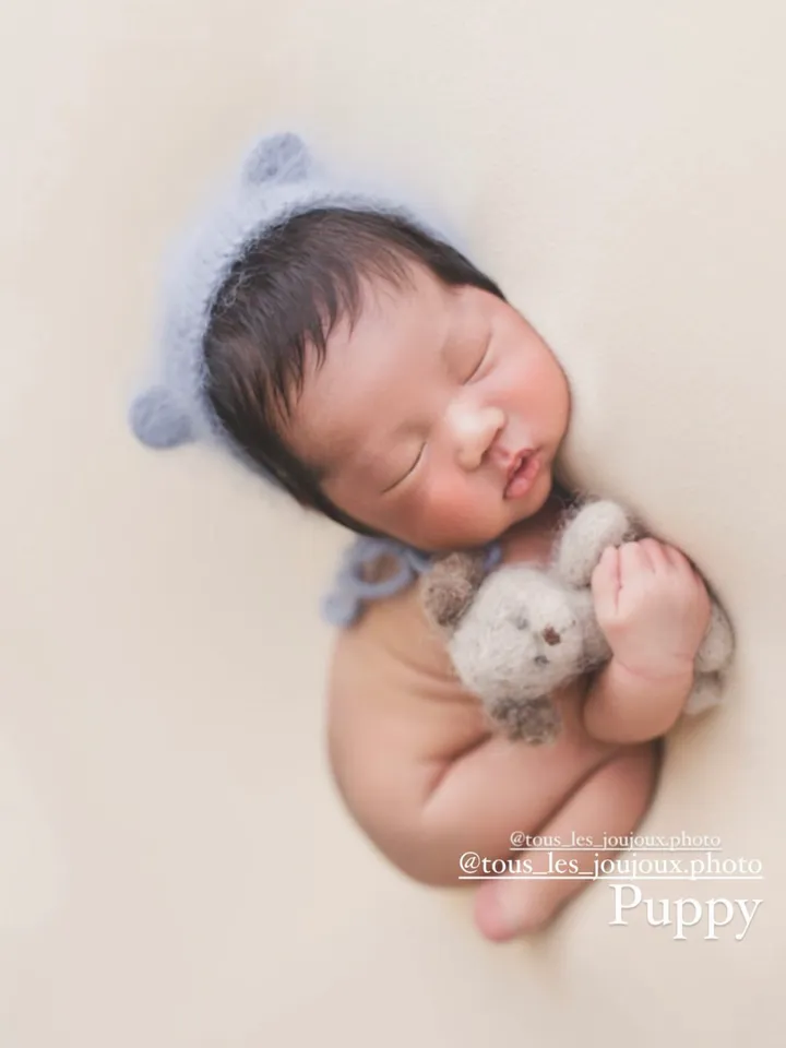 Knitting cute little puppy, Knitting newborn props, Knitted newborn puppy toy