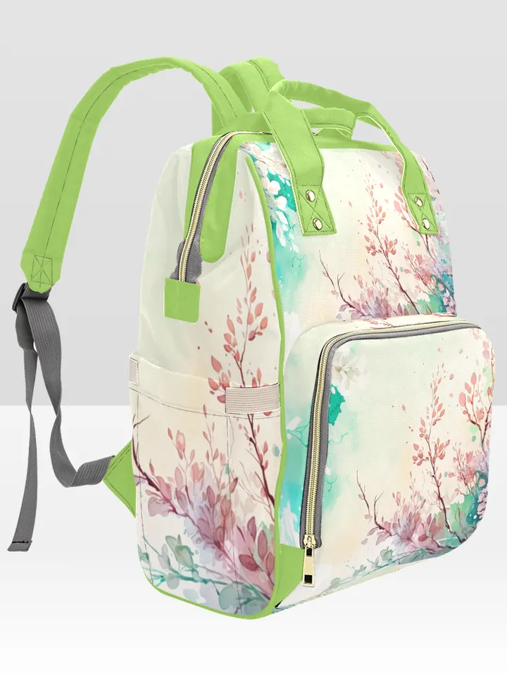Spring Watercolor Style Diaper Bag Backpack