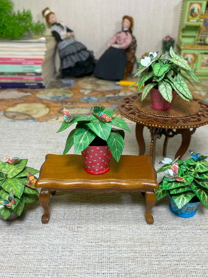 Tutorial. Flowers in a pot. 1:12. Dollhouse miniature. Flowers for a doll.