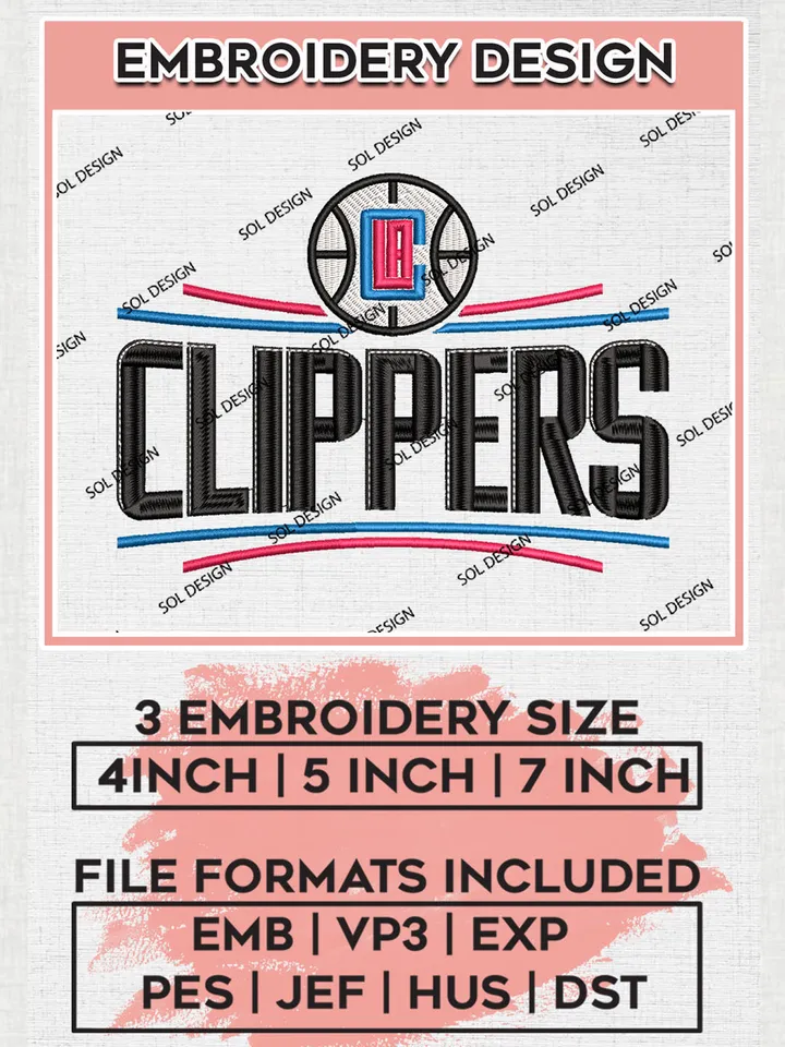 NBA LA Clippers Logo Embroidery Design, NBA LA Clippers Machine Embroidery Files, NBA Machine Embroidery Design, Machine Embroidery Design, Digital Download