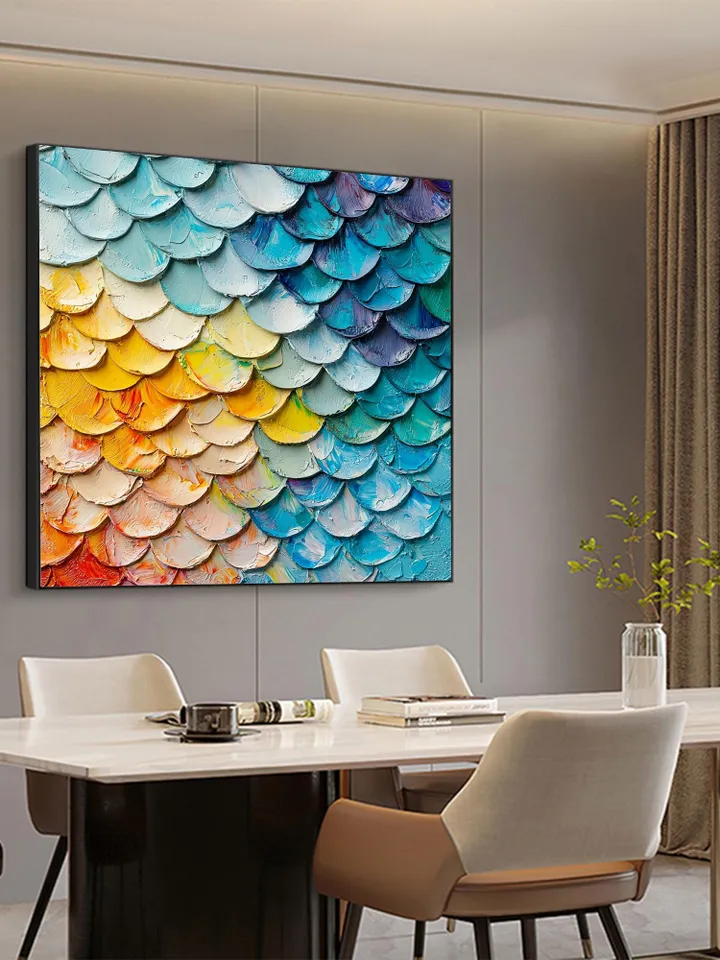 Large Textured Impasto Painting, 3D Abstract Art, Colorful Wall Art Decor, Modern Original Painting, Rainbow Palette Knife Art, Office Decor