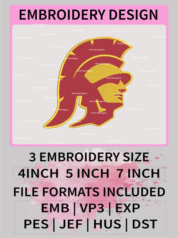 NCAA USC Trojans Embroidery File, 3 Sizes, 6 Formats, NCAA Machine Embroidery Design, NCAA Logo, NCAA Teams