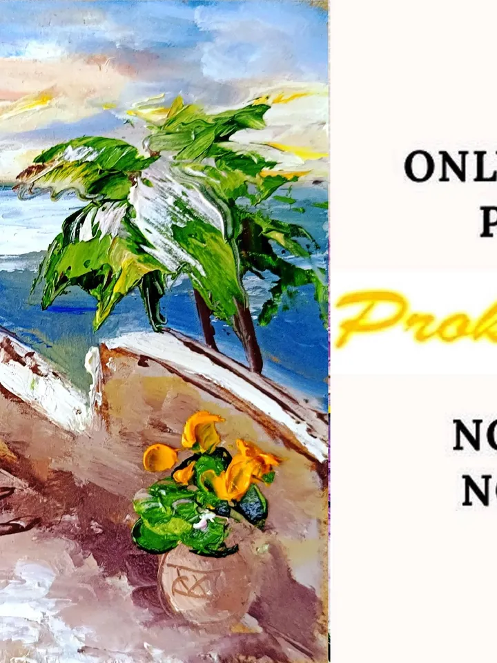 Italian Landscape Painting Italy Original Art Impasto Oil Painting Seascape Wall Art Painting Coast Cityscape 4x4 by ArtProkopaloSv