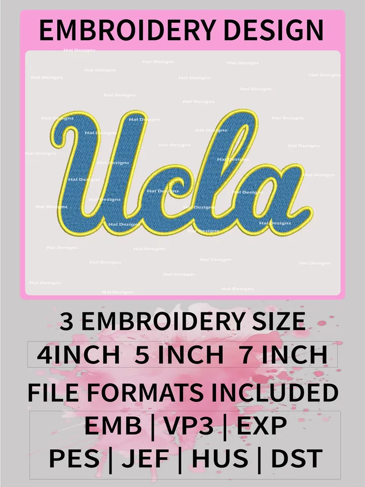 NCAA UCLA Bruins Embroidery File, 3 Sizes, 6 Formats, NCAA Machine Embroidery Design, NCAA Logo, NCAA Teams