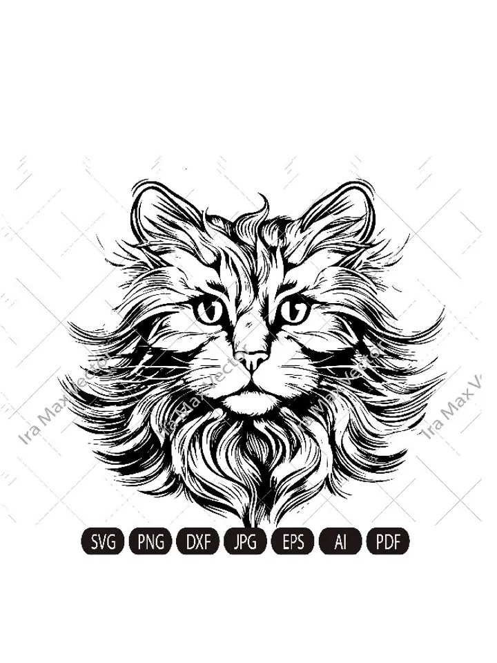 Cat Face Svg ,Fluffy cat Svg cute kitten face svg, cute cat face svg, cat faces svg, Cat head svg, cat image, kitten cut file,cat svg