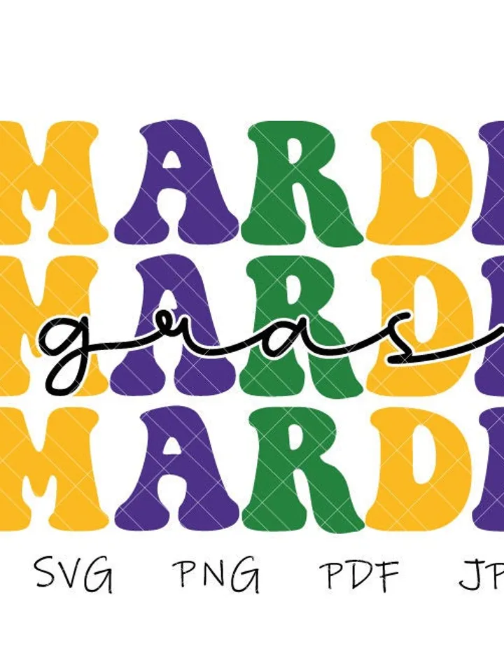 Mardi Gras svg, Mardi Gras carnival svg, Fat Tuesday svg, Mardi Gras cut file svg Retro Mardi Grass Groovy Font Festival Design svg