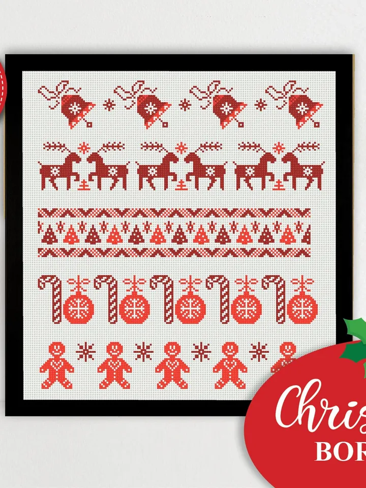 Christmas Bundle pack Border Ornament decor cross stitch pattern, counted, chart, gift DIY, embroidery, instant PDF