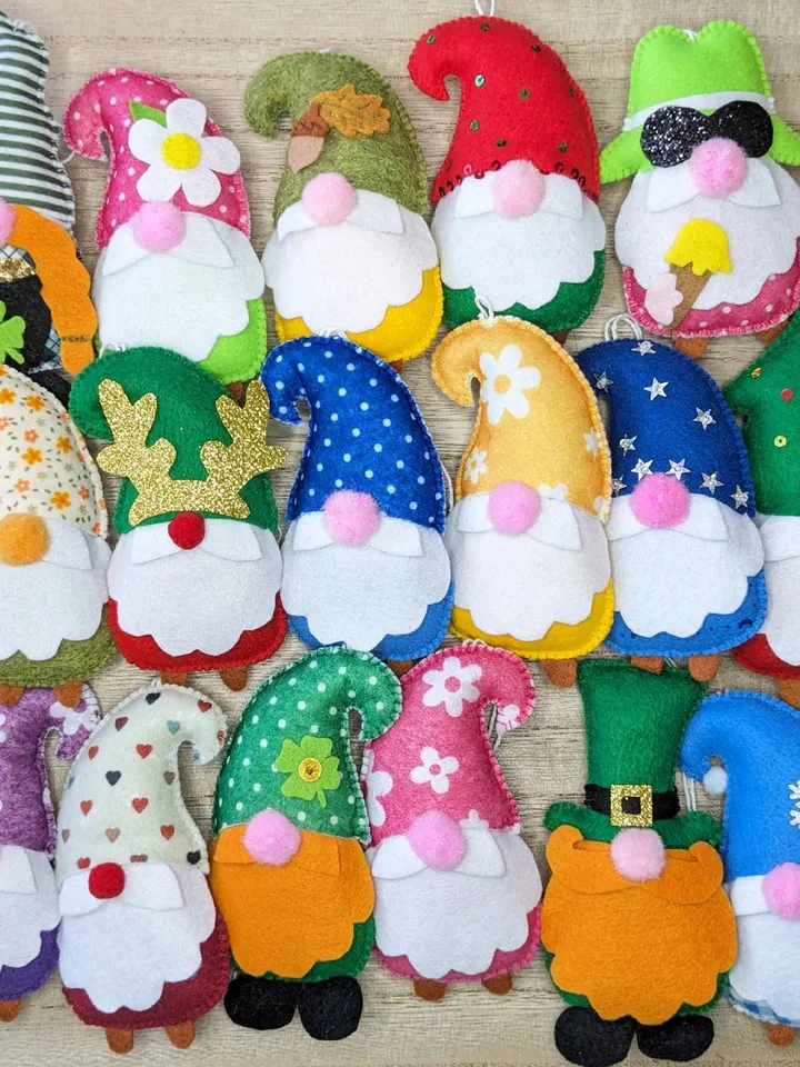 Holiday Gnomes, Felt Christmas Tree Decorations, Scandinavian Gnome, Christmas Gnomes, Swedish Gnome, Blue gnome, Set 3 toy
