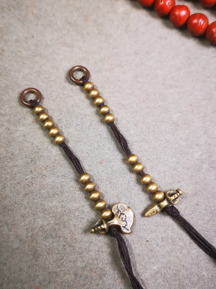 Gandhanra Handmade Tibetan Buddhist Mala Counters,Prayer Bead Counters,with Kartika and Kila Pendant,Made of Brass,Small Size 4mm