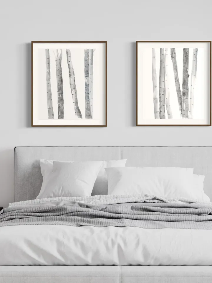 Birch Trees Art Birch Tree Painting Forest Print Set Modern Rustic Decor Black White Print Abstract Birch Tree Birch Wall Decor Tree Poster