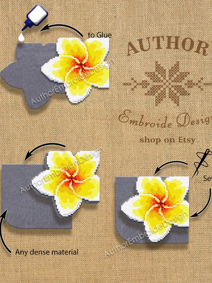 Plumeria Corner bookmark cross stitch pattern PDF download Hawaii flower cross stitch chart, Floral bookmark pattern digital for women #B317