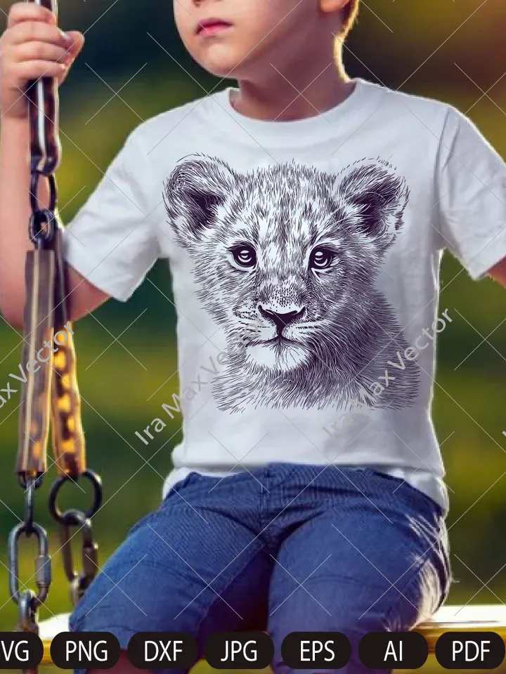 Lion cub face svg, Baby Lion svg, Nursery Decor, Safari African Animals, Lion Cub, Nursery Wall Art, Kids Printable Art