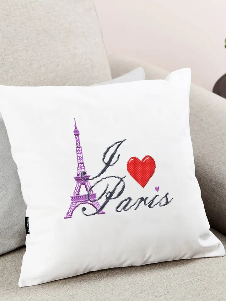 I love Paris cross stitch pattern download PDF Eiffel tower cross stitch chart, Easy beginner embroidery PDF, Paris decor, Heart Paris #E16