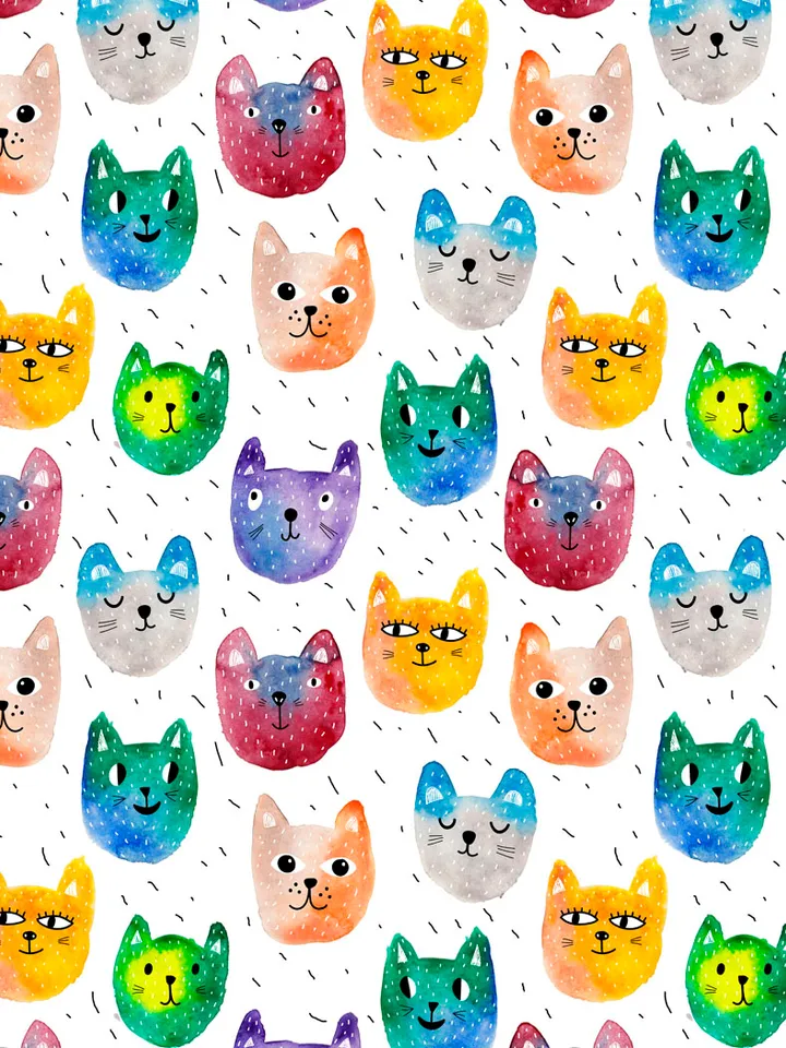 Seamless watercolor cat pattern
