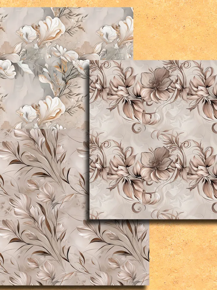 Elegant seamless pattern with flowers in light pastel colors 14 files. Invitation design, digital printed art, for creativity.
