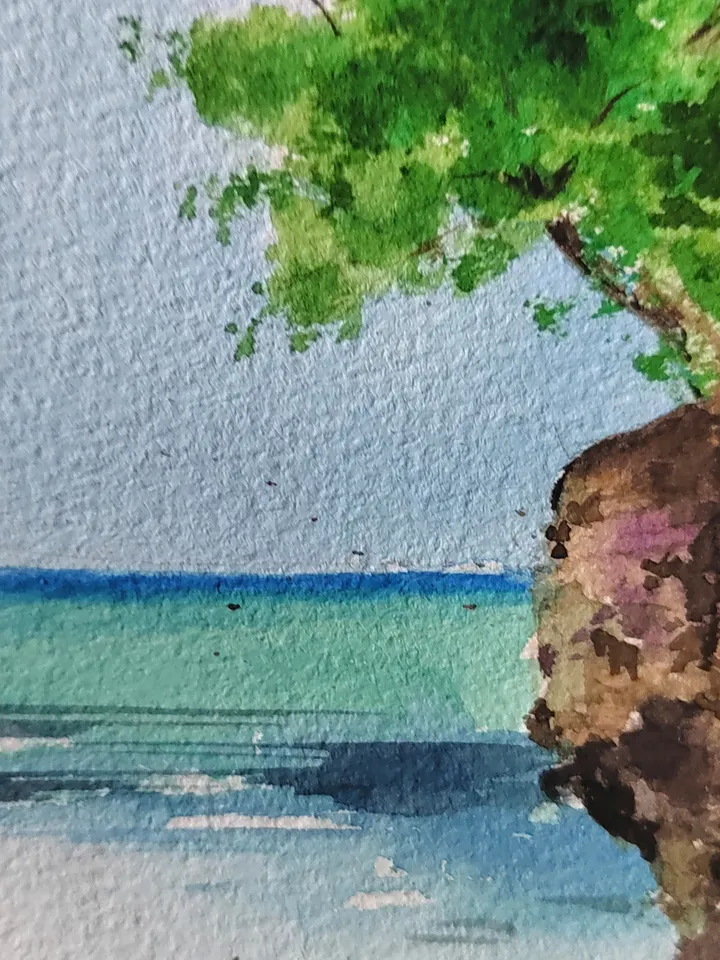 Zanzibar Seascape Painting Restaurant Rock Artwork Original Watercolor Painting White House on the Rock Art 11.81x15.74 in by SoftWaves