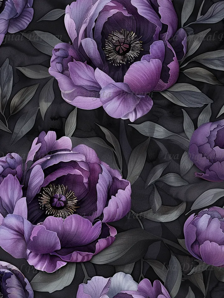 Abstract Floral Watercolor Seamless Pattern, Purple Peony Flowers ,digital paper, mosaic pattern,
repeating pattern, commercial use
