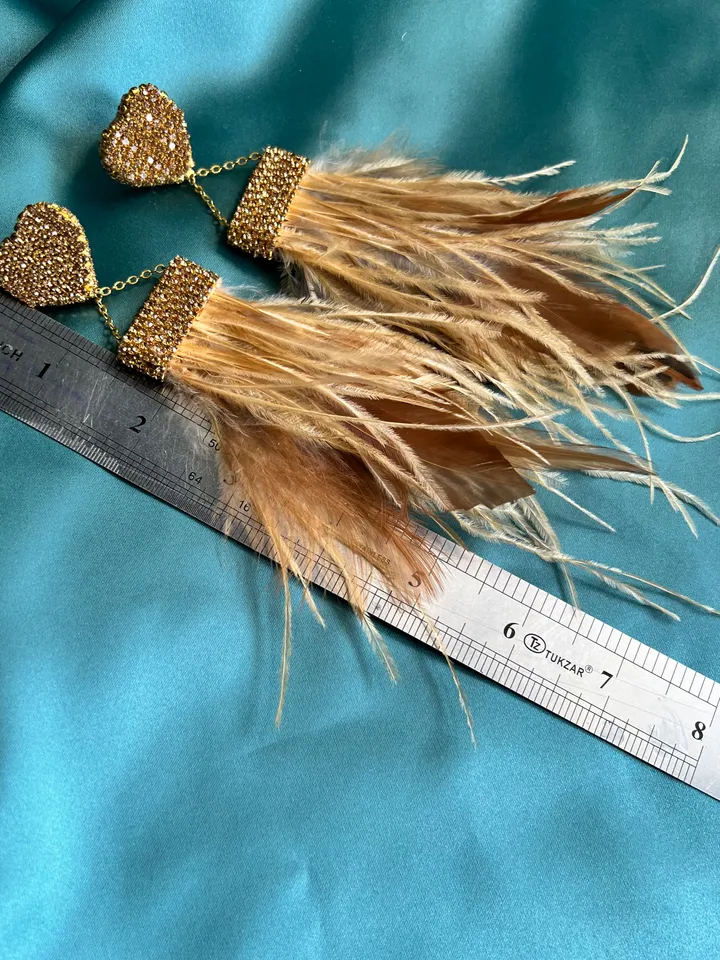 Feather and Crystal Earrings