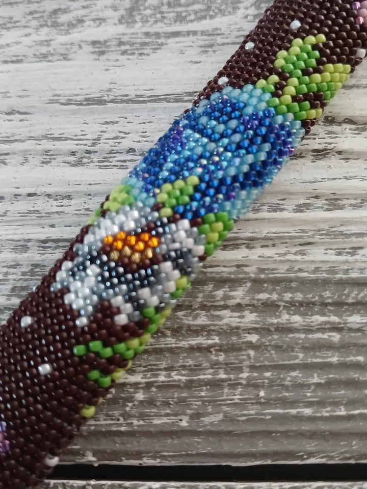 Glass Seed Bead Crochet Bracelet , Beaded Bracelet