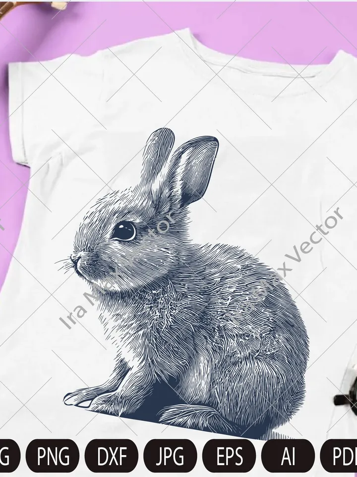 Rabbit SVG, Bunny detailed, Bunny monogram, easter, hunter svg, bunny cut files, peeking animal clipart, bunny Vector image, Printable art