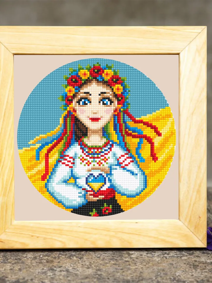 Ukrainian woman cross stitch pattern PDF Small ukrainian girl cross stitch Ukraine digital download Simple xstitch chart beginners #V15