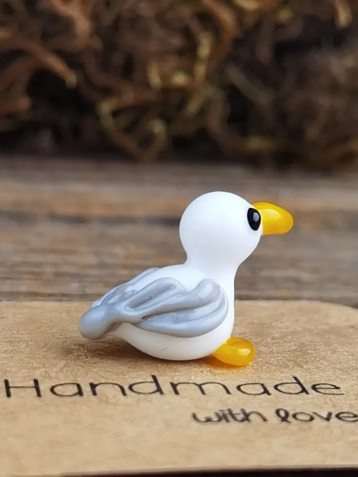 Glass figurines SEAGULL bird figurine Glass seagull figurine Tiny seagull Miniature seagull Tiny glass animals Glass birds