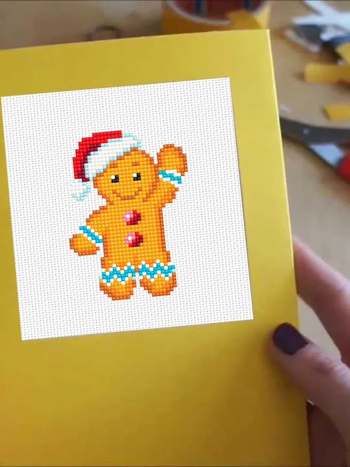 Small Christmas cross stitch pattern download PDF Cute gingerbread man cross stitch Christmas pattern digital Winter holiday embroidery #N9