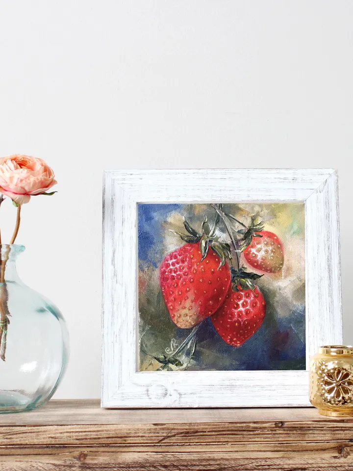 Fruits Original Painting Oil Still Life Strawberry Painting