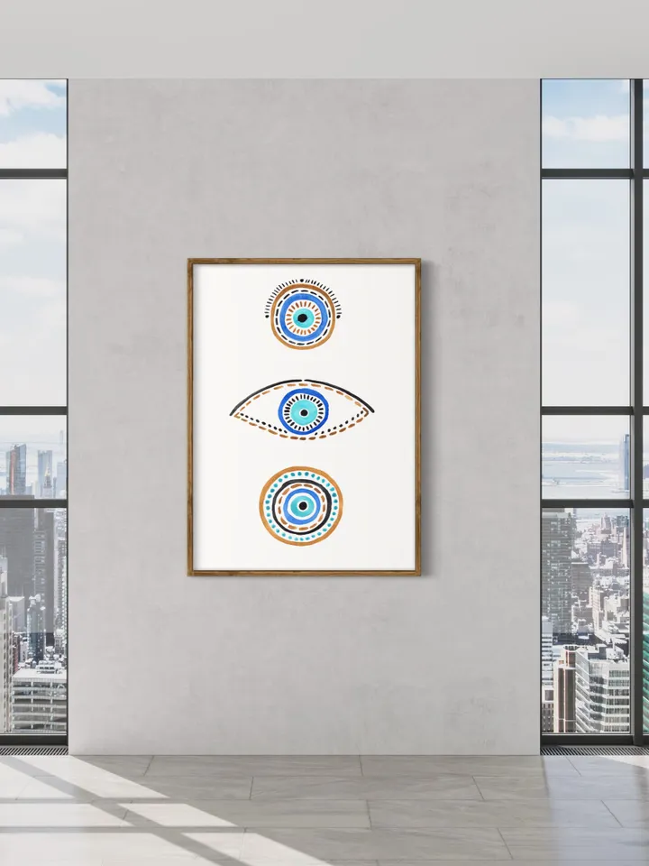 Evil Eye Print,Blue Evil Eye, Nazar Poster, Evil Eye Wall Decor, Abstract Blue Eye, Boho Eye Art Print, Turkish Evil Eye Art Poster