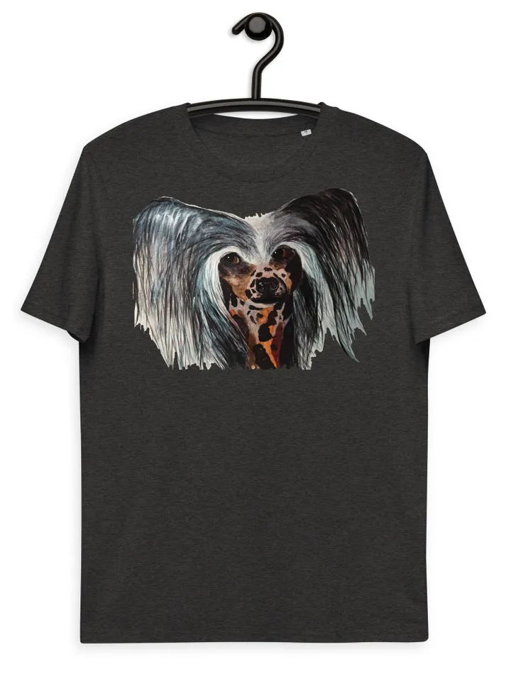 Chinese crested dog Unisex organic cotton t-shirt made with my own design,original watercolor chinese dog painting,funny animals gifts.