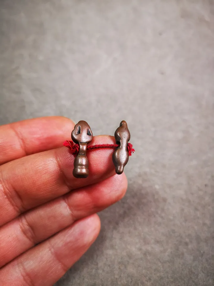Gandhanra Handmade Tibetan Amulet Pendant,Mini Vajra and Dorje Bell, Mala Marker Bead Accessories, Made of Red Copper