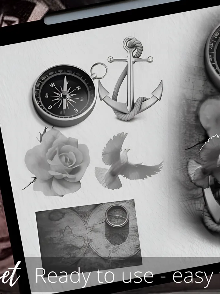 Procreate Compass Tattoo Brush Stamp