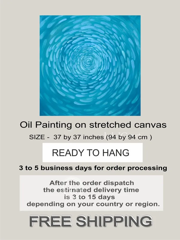 Blue Turquoise Abstract Wall Art Original oil painting Waterscape Art Ocean eye Modern artwork