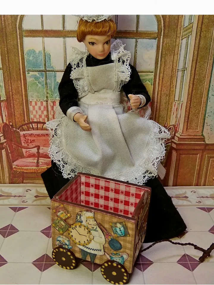 Toy trolley. Toy for dolls. Puppet miniature.1:12 scale.