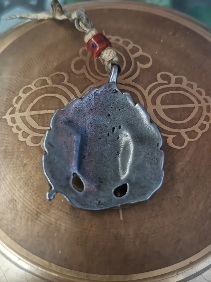 Gandhanra Antique Tibetan Amulet,Mahakala Pendant, Bhairava Mask,Buddhist Protector Deity, Made of Cold Iron