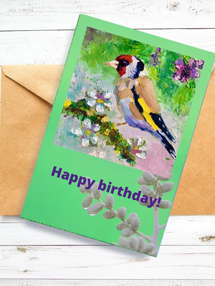 Happy Birthday Greeting Card, Goldfinch Postcard, Instant Digital Download, Bird E-Card