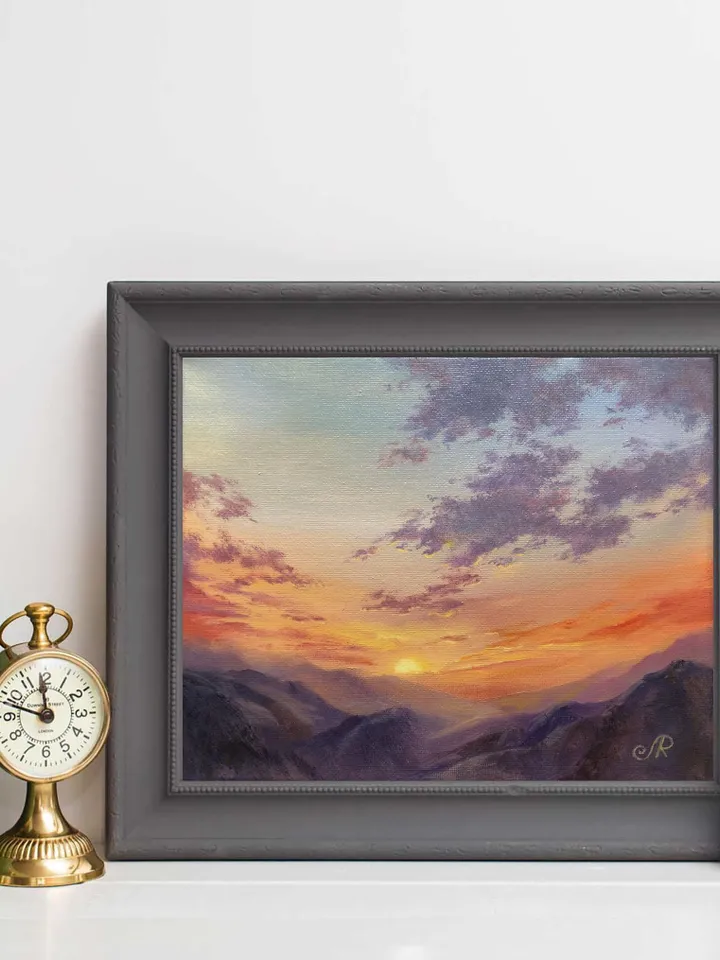 Sunset Oil Painting Original Art Sunrise Painting Landscape