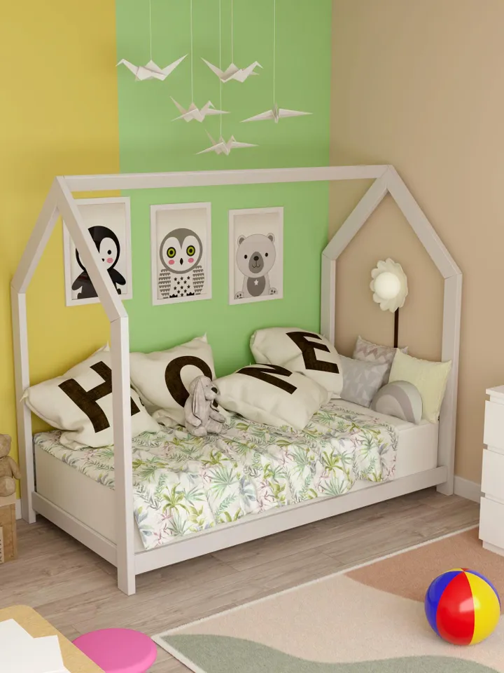 Toddler House Bed Frame Plans, Twin Size, DIY, PDF, Kids Bed Plan, Wooden Floor Bed for Kids Bedroom