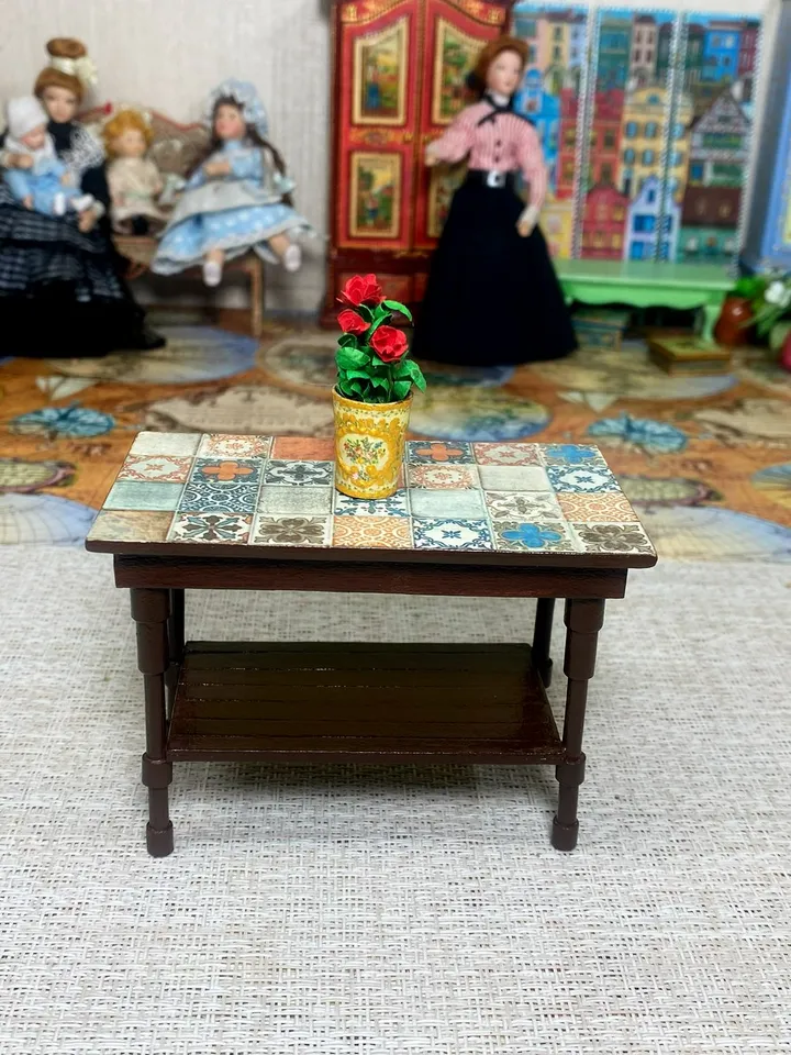 Handmade table for a dollhouse.1:12 scale. Doll house table. This table is ideal for scale 1:12.