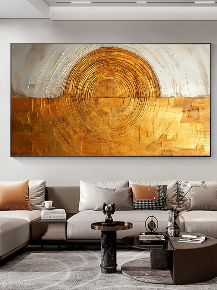 Original Gold Foil Oil Painting on Canvas, Large Wall Art, Textured Golden Acrylic Painting, Living room Wall Decor, Custom Painting, Gifts