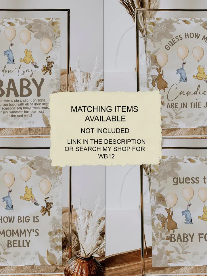 Classic Winnie Pooh Baby Shower Invitation; Neutral Baby Shower Template; Wizard Baby Shower Invite; Honey Bear Invite; Winnie Pooh wb12