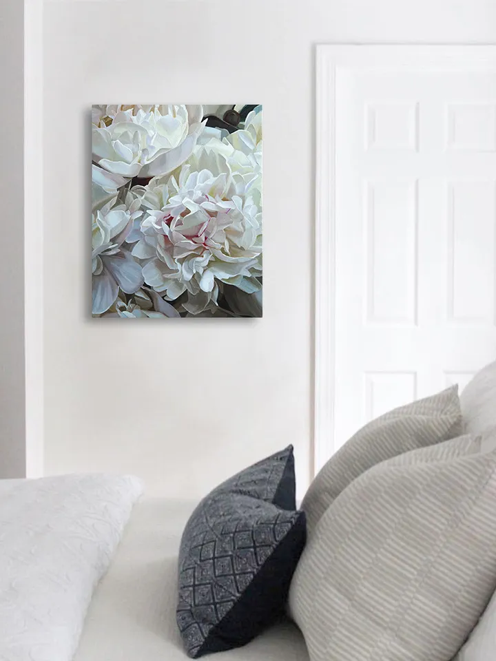 White peonies oil painting